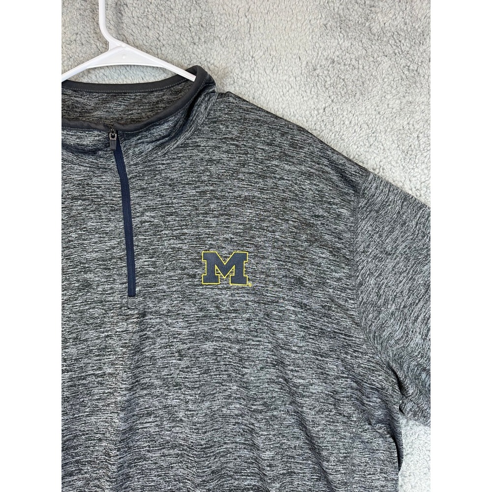 University Of Michigan Wolverines 1/4 Zip Pullover Mens XL Gray Light Weight Men
